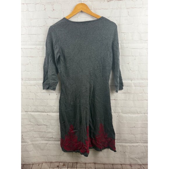 Cato Sweater Dress Womens Size Medium Gray Red Trim Casual Pull On - (READ) - Picture 2 of 6